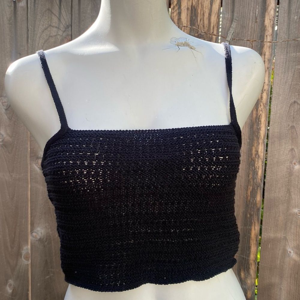 Mango Black Knit Crop Top size small